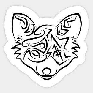 Black and White Tribal Fox Sticker